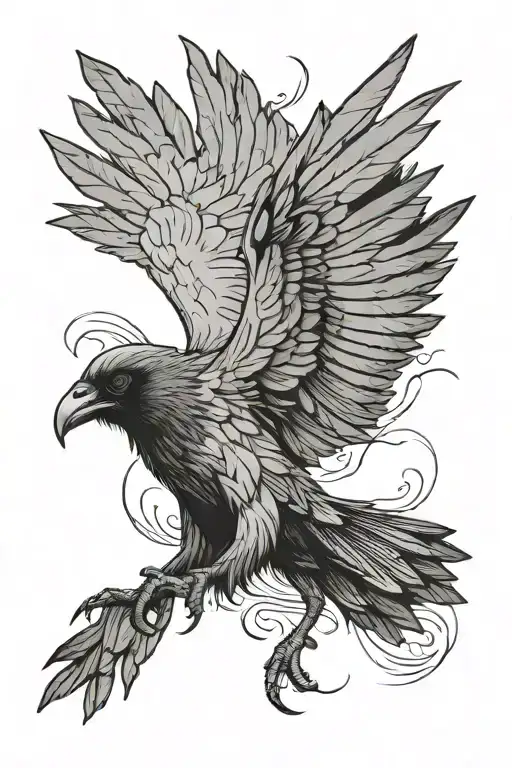 Angry Raven Swooping Down