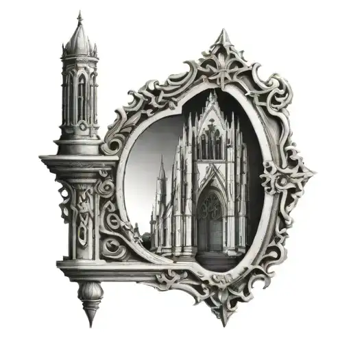Gothic Architecture In A Vintage Picture Frame