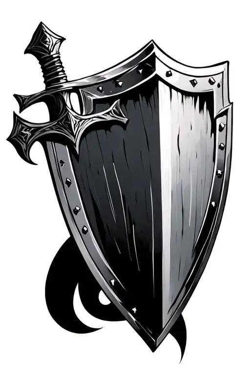 A Shield With Sword Intertwined