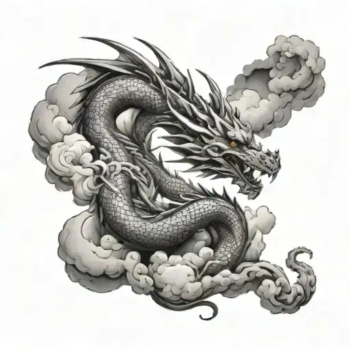 Dragon With Clouds Surrounding