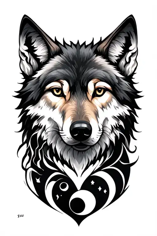 Wolf And Moon Phases Intertwined