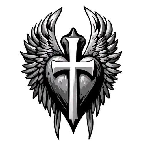 Winged Heart Christian Cross