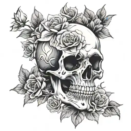 Skull An Flowers