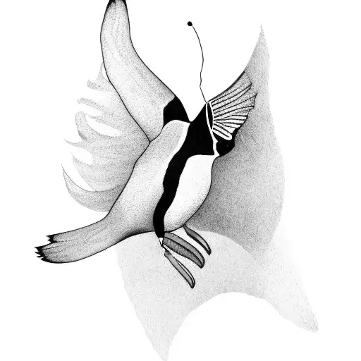 A Penguin Reaching For A Butterfly