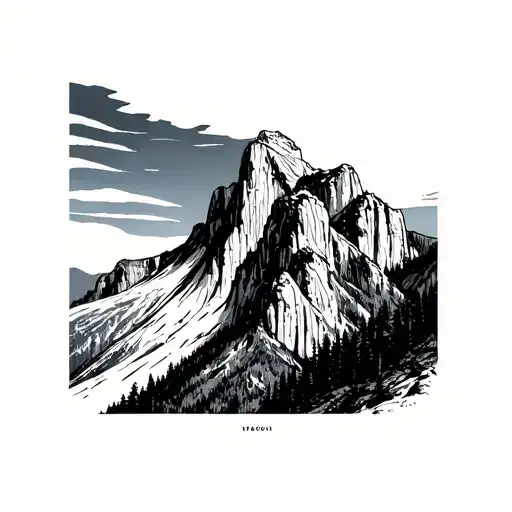 Angels Landing Hike Minimalist Outline Of Mountain