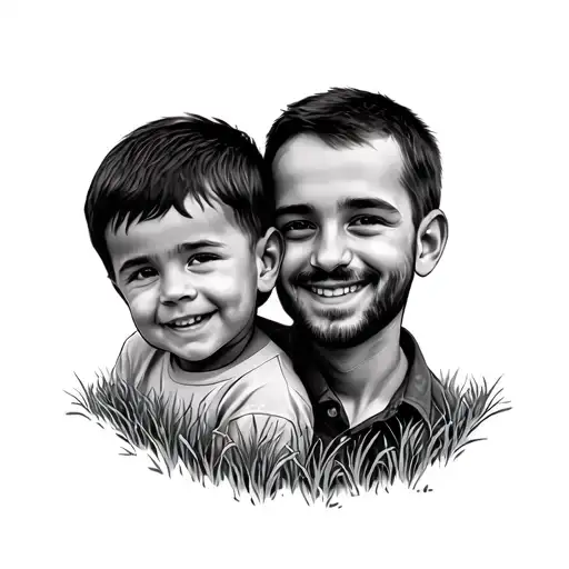 Dad With 2 Boys In Hayfield