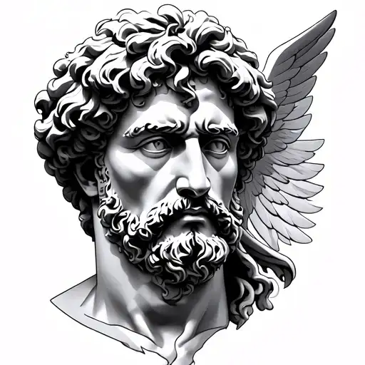 Marcus Aurelius Half Face With Icarus