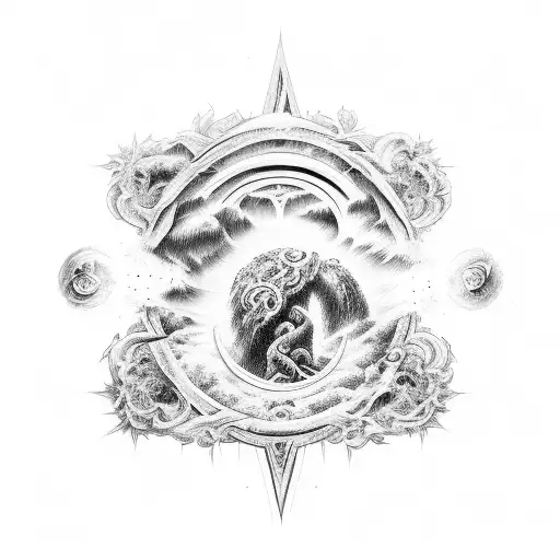 Heavens Gates With A Scroll