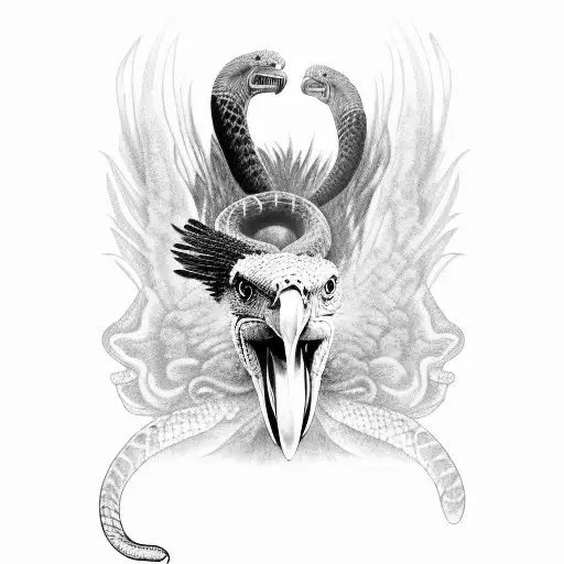 Andean Condor And Bald Eagle Attacking A Snake