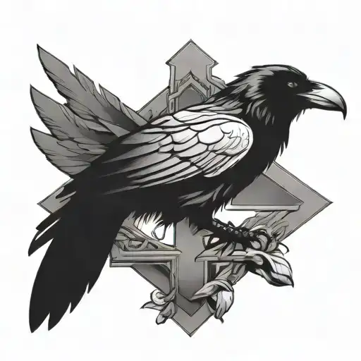 Wayside Cross With A Raven Sitting