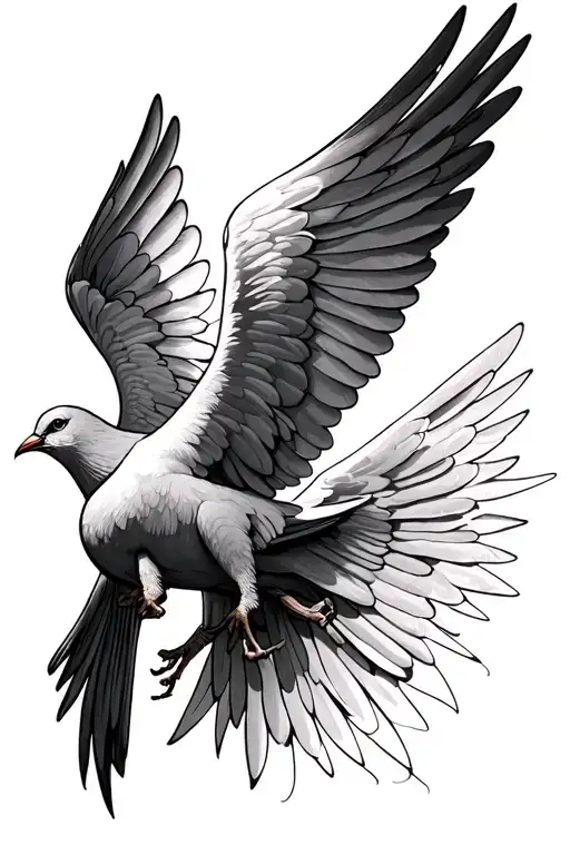 Dove With Open Wings Spread