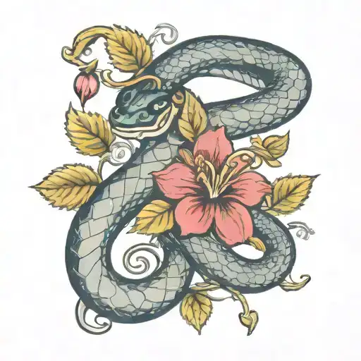 Wine Grapevines Pharmacy Snake With Flowers Intertwined