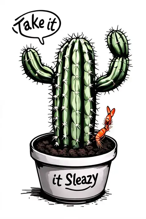 Potted Cactus And Shrimp With Take It Sleazy Text