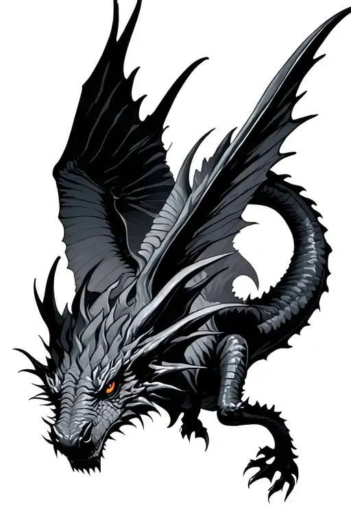 Fantasy Black Dragon Flying
