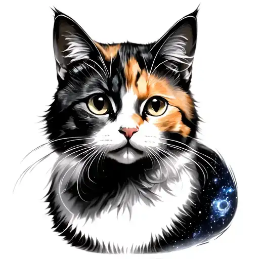 A Calico Cat Being A Nebula In The Middle Of A Galaxy In The Anime Trace