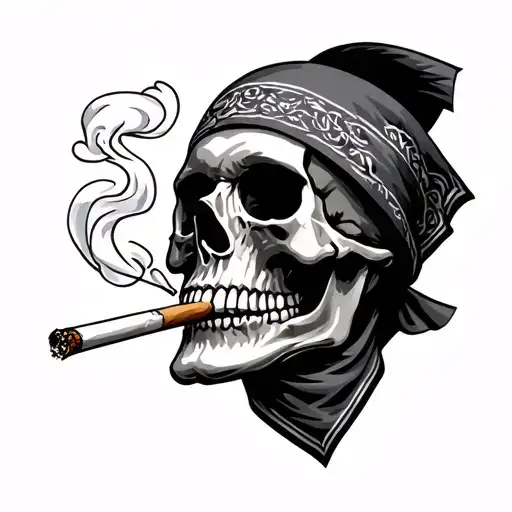 Skull Bandana Smoking Cigarette