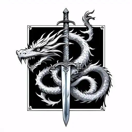 Dragon Intertwined Within A Sword