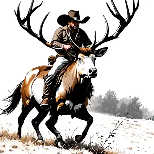 Cowboy Riding A Buck Standing