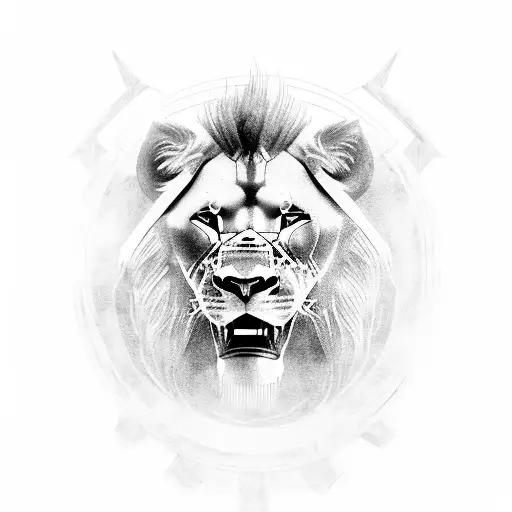 Ares Looking Into The Distamnce Behind A Big Lion Head