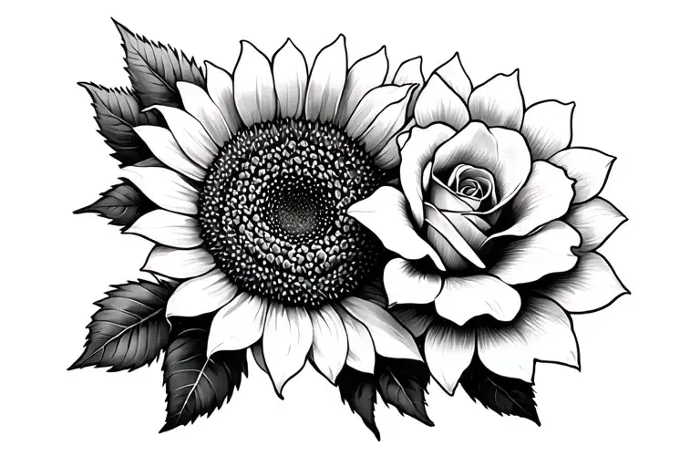 Sunflower And Rose