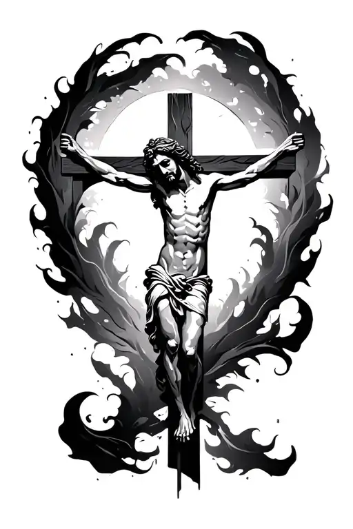 Abstract Silhouette Jesus On The Cross