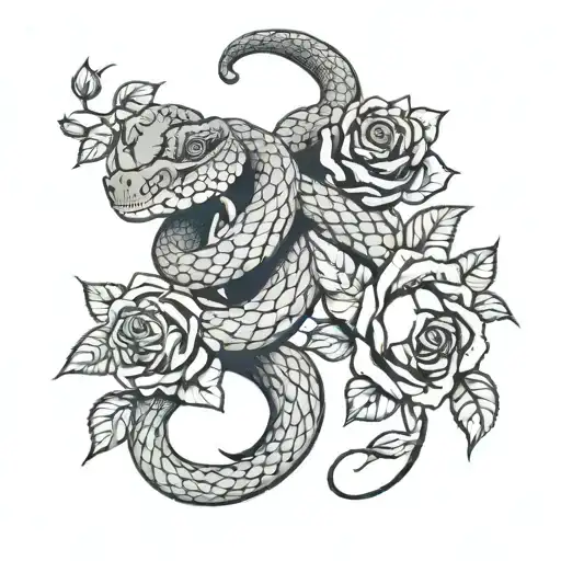 Two Headed Snake With Roses