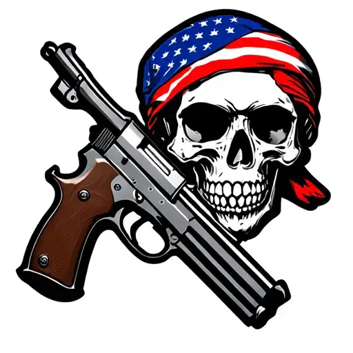 Skull With American Flag Bandana Red Ryder Bb Gun