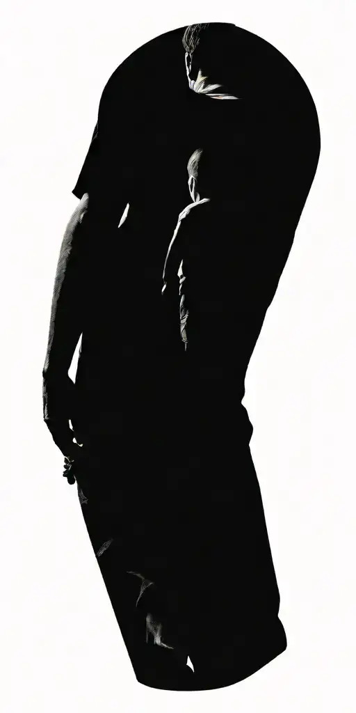 Figure Of A Man And Child Walking Away