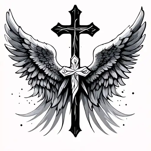 Christian Cross With Angel Wings
