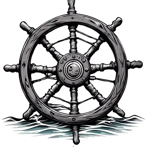 A Pirate Ship Wheel With Intricate Patterns