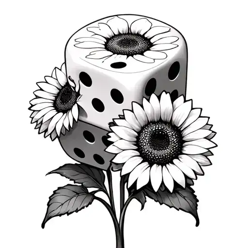 2 Dice With Sunflowers Instead Of Dots