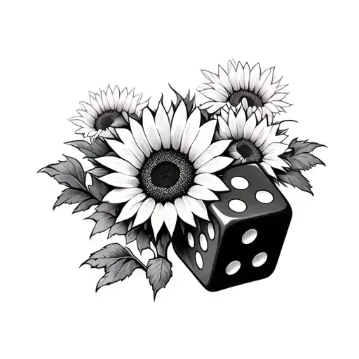 2 Small Dice With Sunflowers Replacing The Dots