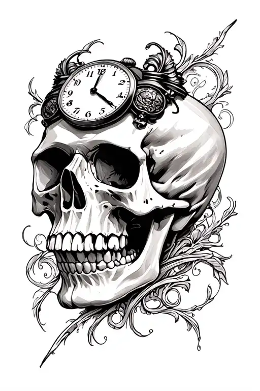 Skull With Time Piece