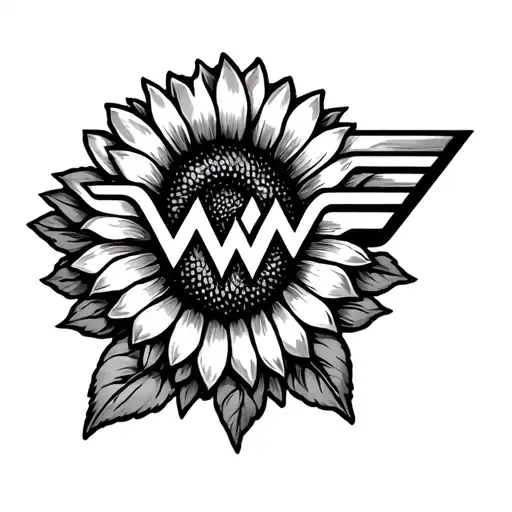 Wonder Woman Logo And Sunflower Intertwined
