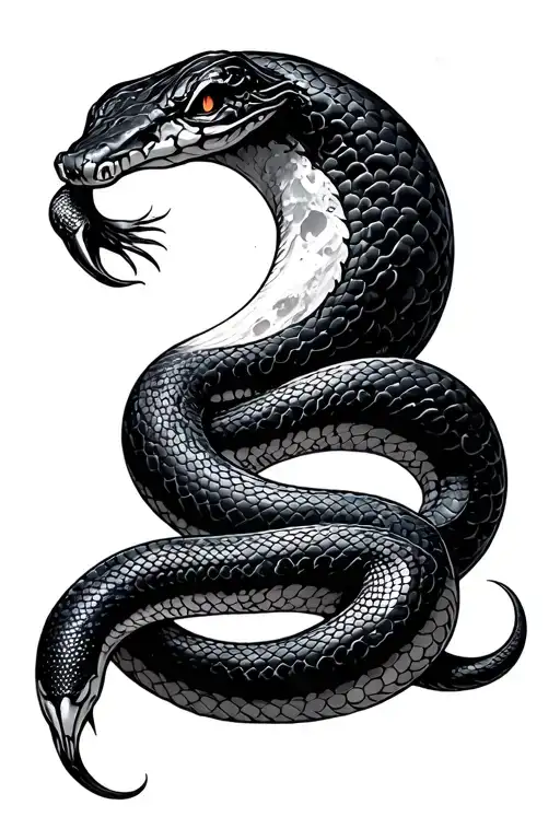 Snake Wrapped Around A Moon
