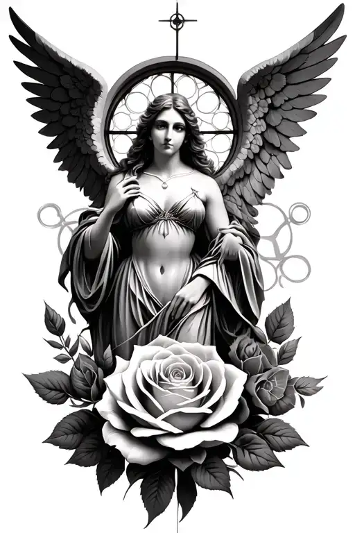 Ophanim Angel And A Rose Window