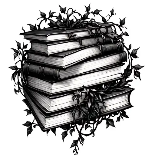 Books Surrounded By Black Vines Hanging