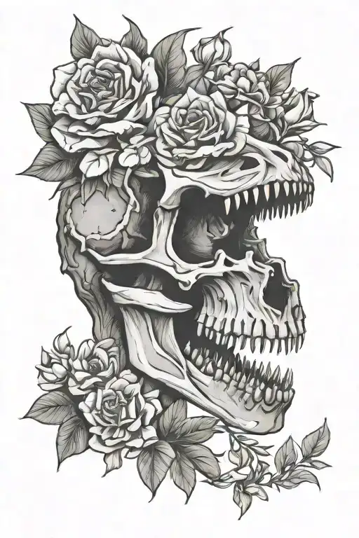 Ceratosaurus Skull And Flowers