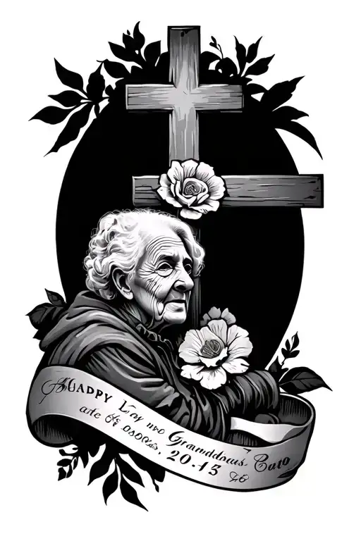 A Date Of My Late Grandmas Born Date And Death Date Inside A Cross