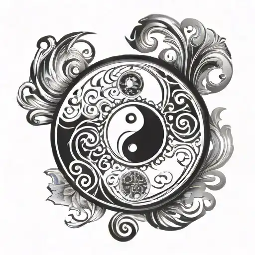 Ying And Yang Symbol Surrounded By Date