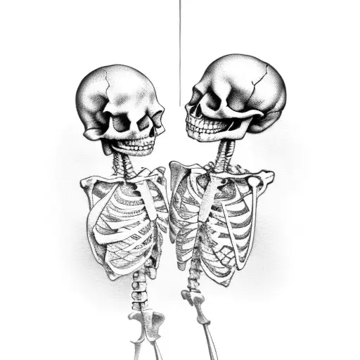 One Big Skeleton And One Small Skeleton Dancing