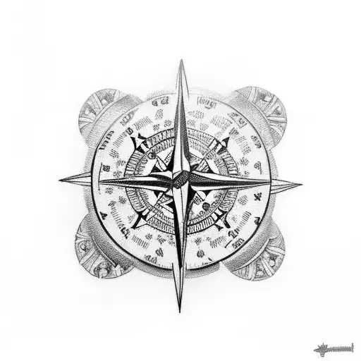Traditional Style Tattoo Of A Compass With Mongos And Tasmanian Devil Motifs In Black-grey Shading
