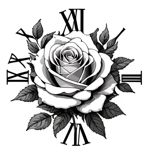 Pecony A Roses With Roman Numerals Surrounded