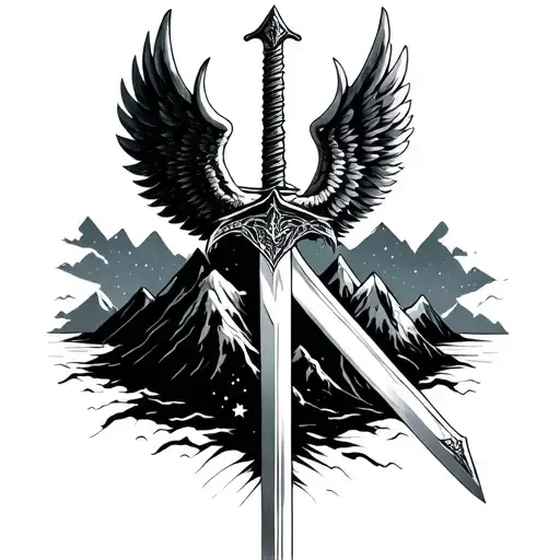 Illyrian Wings With Sword And Starfall Mountain Aesthectic