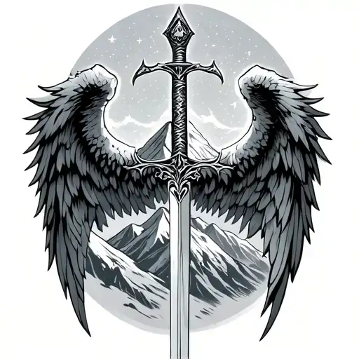 Illyrian Wings With Sword And Starfall Mountain Aesthectic