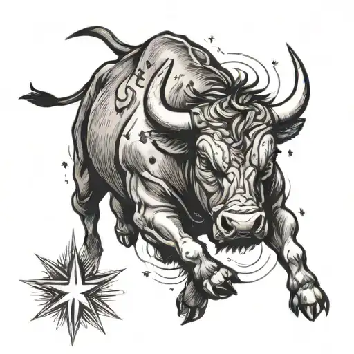 Bull Running Out Of A Star