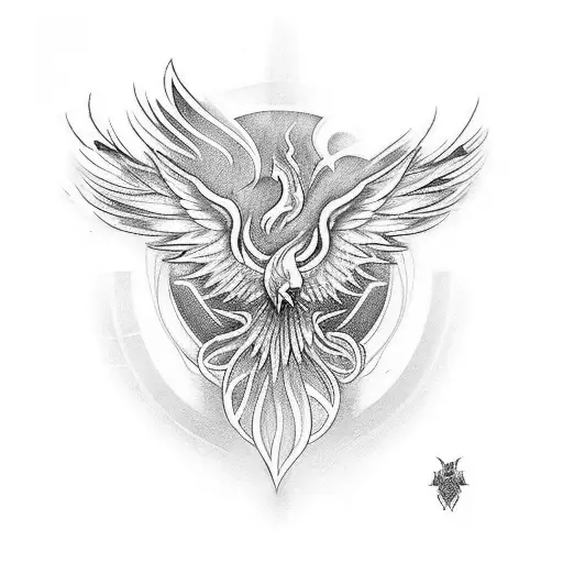 Create A Tattoo Of A Phoenix In A Unique And Abstract Style
