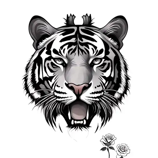 Human Heart Tiger Face Rose