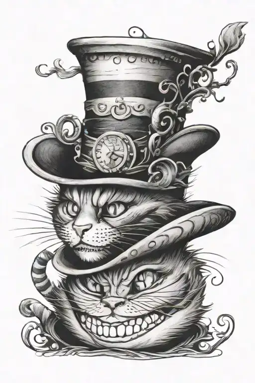 Cheshire Cat Wearing Mad Hatter's Hat