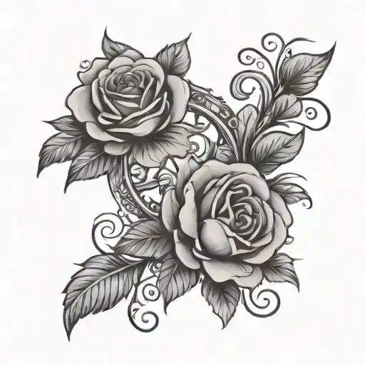 Pisces Zodiac Symbol With Roses And L Ily Flowers